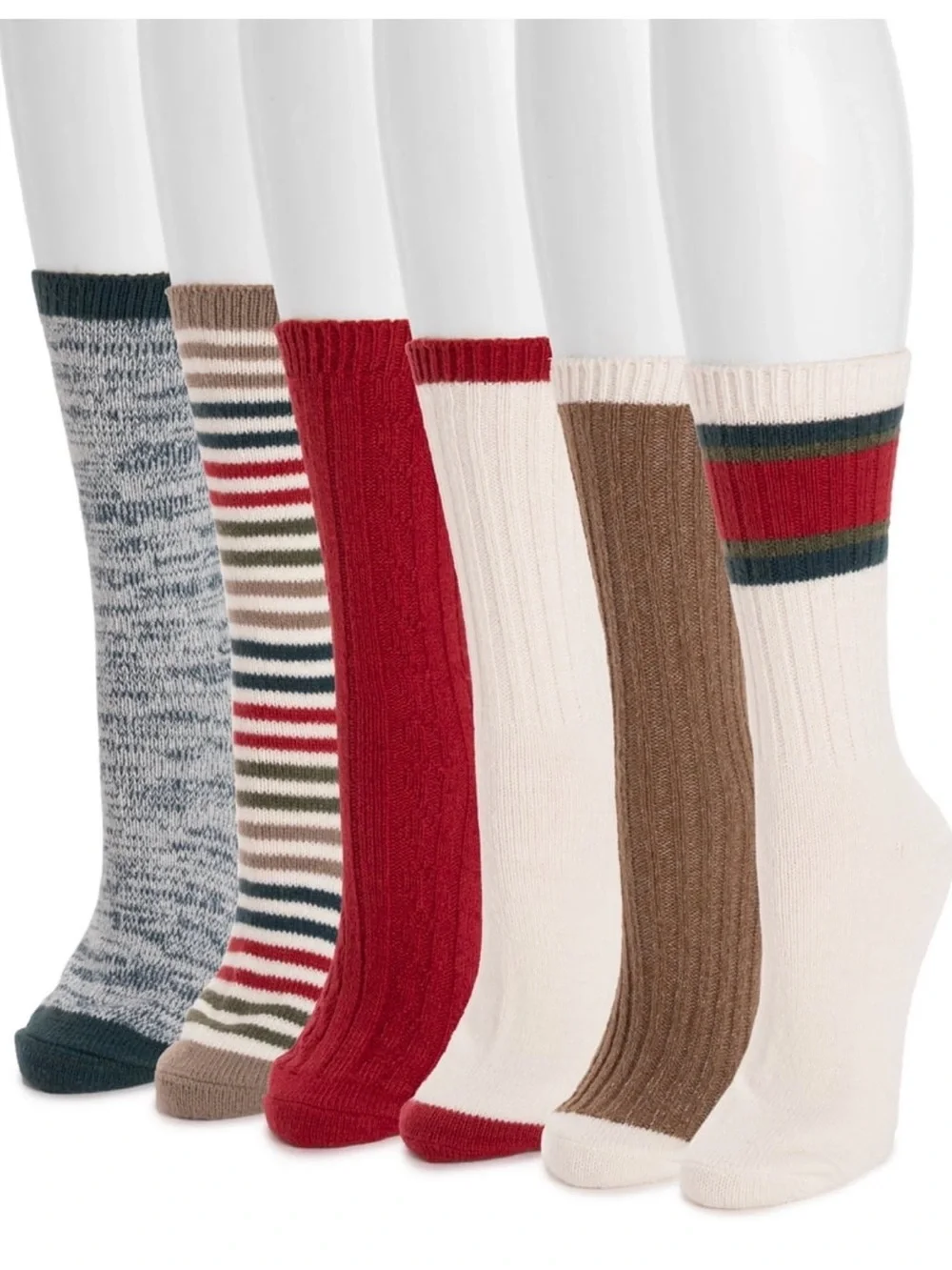 MUK LUKS Women’s Fluffy Dream Crew Boots Socks 6 Pack OSFM